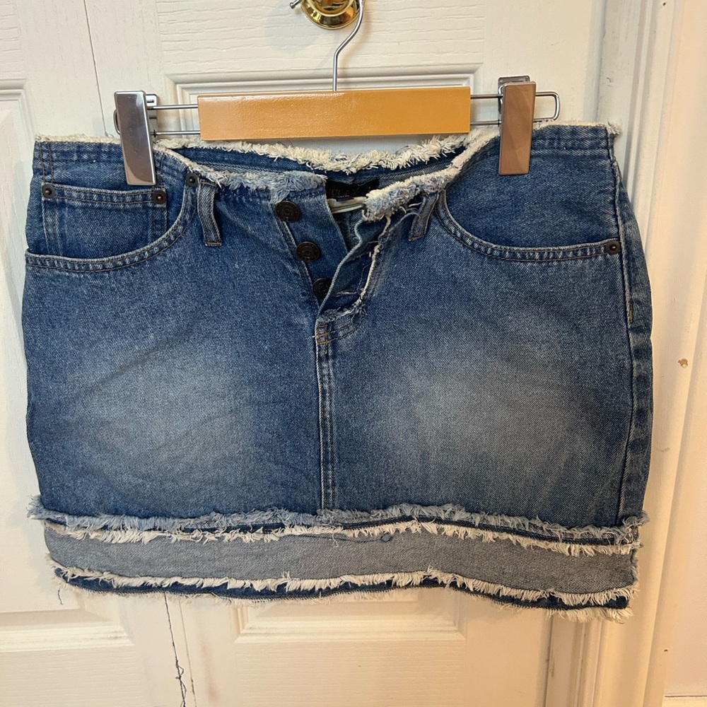Blue Ruffled Cut Out Mini Skirt❤️ - Picture 5 of 7